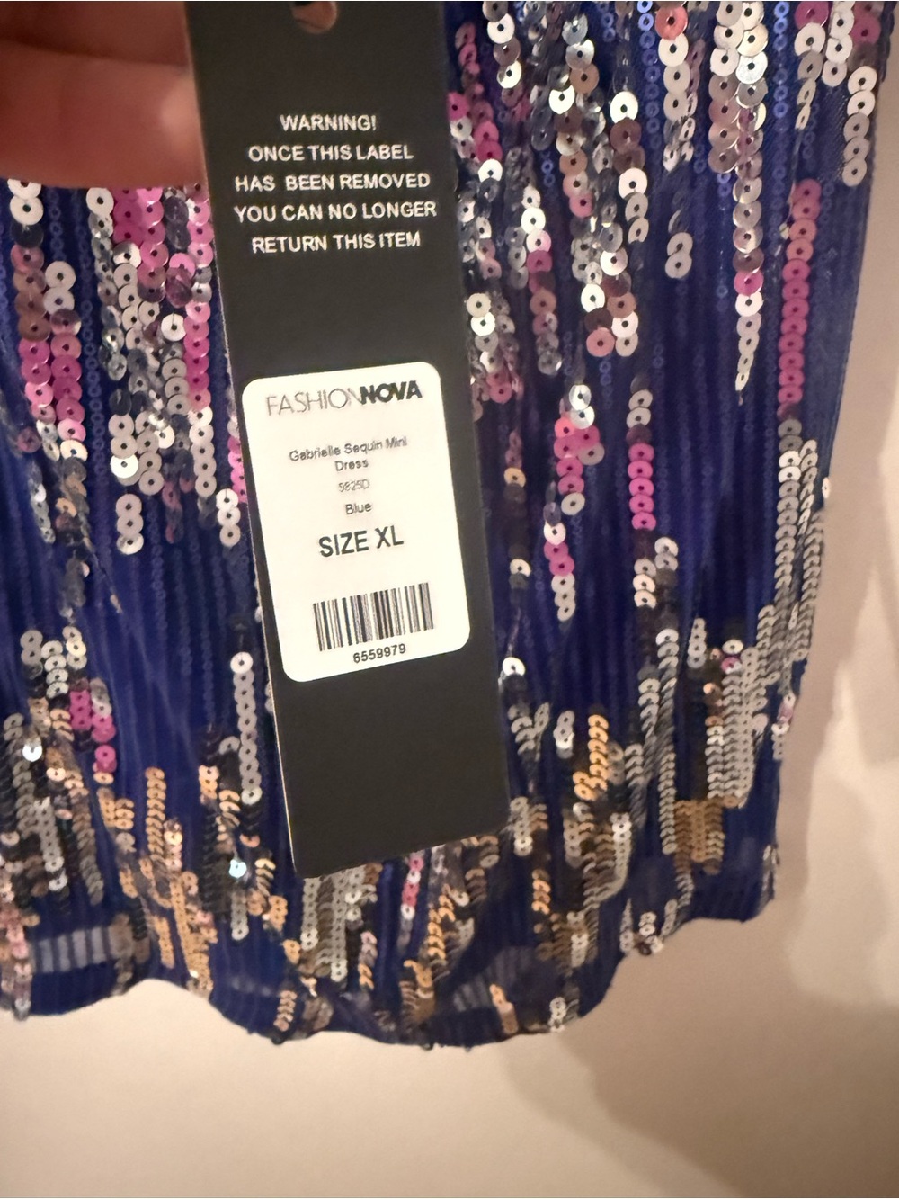 Fashion Nova Blue Sequin Halter Mini Dress - Picture 3 of 6